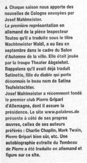 Bulletin Pierre Gripari 2000